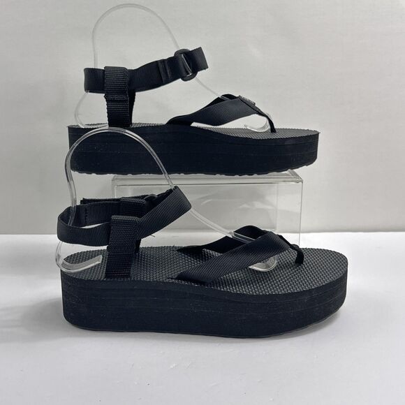 Teva Sandals Womens Size 9 Black Platform Flatform Thong Ankle Strap 1008843 - Picture 2 of 11